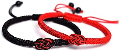 2-piece RHDUN 2-piece torque bracelets, handmade, mixture of black and red strings, Infinite love lucky bracelet for men and women, matching bracelet with Tibet mantra knot for friends, protection lovers, cotton and linen stone.. Discover the joy of online shopping with DIAYTAR NIGERIA's budget-friendly prices and reliable shipping.