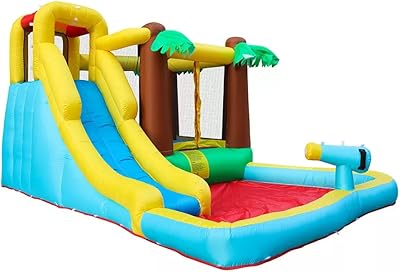 Rebound inflatable house in the wild jungle, jumping gaming area, trampoline rebound castle, water slide with children's swimming pool.. DIAYTAR NIGERIA brings the marketplace home to you with affordable prices and delivery in 5-8 days.