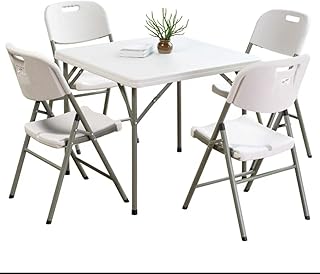 Table and folding table and square chairs Hanite 5 rooms, light folding table with adjustable height for camping and meals (light gray).. Shop with confidence at DIAYTAR NIGERIA, offering thousands of products with budget-friendly shipping.