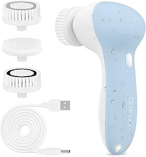 Set of rechargeable rotating brushes for facial cleaning with 3 exfoliating brush heads - ATLIVE SPA SPA SPA CLVCXY - Advanced microdermabrasion for soft exfoliation and in -depth scrub (blue).. DIAYTAR NIGERIA: Bringing affordable shopping solutions with a diverse product catalog delivered nationwide.