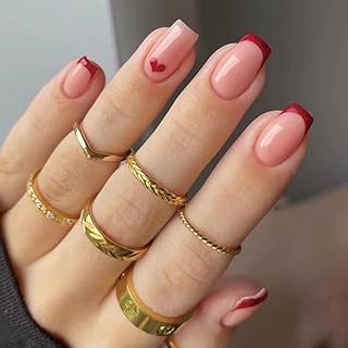 False French Squares Short to press, Red Heart Pattern with Complete Acrylic Coverage for Women and Girls, 24 pieces for Valentine's Day.. Join thousands of satisfied shoppers on DIAYTAR Nigeria.