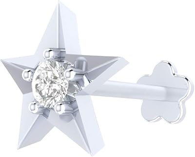 Star -shaped nose nose with natural diamonds of 0.02 ct in 14 carat white gold, 8 mm internal screw of caliber 16.. DIAYTAR NIGERIA connects you with thousands of products at competitive prices, delivered within a week.