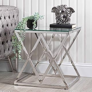 Vanity living room table, tempered glass table, sofa side table with modern chrome frame and durable stainless steel.. Experience the convenience of boundless shopping with DIAYTAR NIGERIA's vast selection and quick delivery.