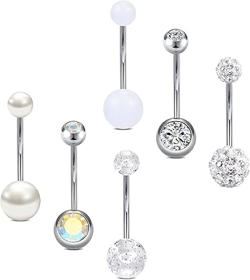 6 pieces navel rings 14mm navel bars in surgical steel 14g black silver drilling jewelry.. Shop smart, shop DIAYTAR - Nigeria's most affordable e-commerce platform with nationwide delivery.