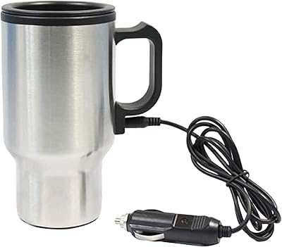 Electric Steel Steel Coff Cup with cord that connects to the car, Silver.. Experience budget-friendly shopping at DIAYTAR NIGERIA, Nigeria's premier online marketplace with quick delivery.