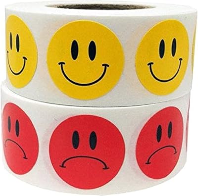 Set of sorted yellow and red face stickers, 19 mm 3/4 inches, circular stickers with double -sided points, 500 pieces on each side.. Shop with ease at DIAYTAR NIGERIA, Nigeria's premier e-commerce platform offering budget-friendly shipping.