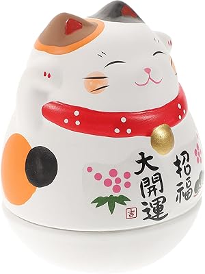 Stobok Roly Polly Maneki Neko Cat Cat figurine CHAURE Ceramic figurine Feng Shui Richness Japanese car Chinese Home Decoration.. DIAYTAR NIGERIA: Your trusted partner for affordable online shopping with reliable delivery timeframes.