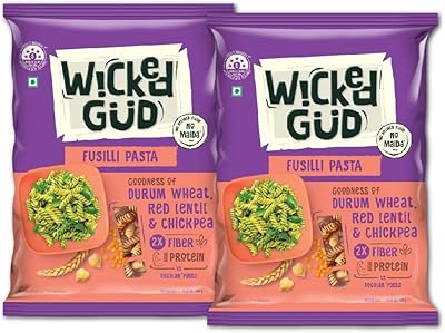Wickedgud 2x fiber pasta with fibers | Without Maida | Durum wheat semolina | Brown rice | Red lenses | Healthy diet pasta - 400 g x 2.. DIAYTAR NIGERIA delivers value, variety, and convenience with our nationwide 5-8 day shipping.