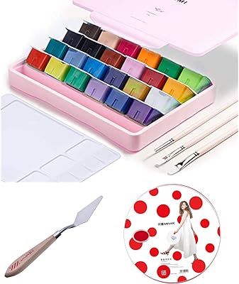 Set of paint aook Himi gouache 24 bright colors, non -toxic gel cups, with portable palette of brushes, for artist painting on watercolor paper on canvas, 30 ml/cup (24 pink colors+3+1+1).. Shop with purpose at DIAYTAR NIGERIA and receive your purchases at unbeatable prices within the week.