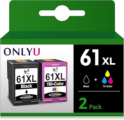 Onlyo 61 Reconditioned ink cartridge replacement for HP 61XL 61 XL to be used with ENVY 4500 5530 5535 Officejet 4630 2620 Deskjet 1000 1010 1510 1512 2540 Printer ink (1 black, 1 tricolor) 1 tricolor.. DIAYTAR NIGERIA: Where affordability meets reliability with thousands of products delivered promptly.