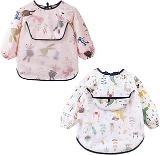 Set of long-sleeved apron for baby girls girls, waterproof apron with food pocket for toddlers, smoke gaming deck for infants.. DIAYTAR NIGERIA brings the market to your screen with thousands of affordable products delivered to your door.