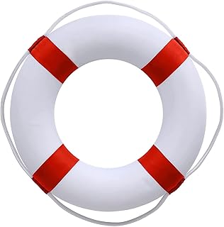 Foam buoy, diameter 48 cm / 18 inch, red and white, survival float with nylon cover for children and adults.. DIAYTAR NIGERIA: Your partner in affordable e-commerce with dependable delivery across Nigeria.