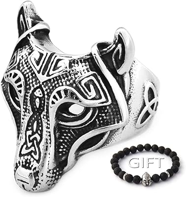 Stainless steel wolf fenrir ring 316l Scandinavian design.. DIAYTAR NIGERIA: Where affordability meets variety in Nigeria's most comprehensive online marketplace.
