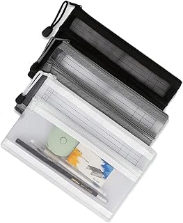 Set of 3 transparent examination kits, zipper mesh penckens, storage kit for nylon pens, makeup bag for women, portable office kit for students and adults, black, white, gray... DIAYTAR NIGERIA: Empowering Nigerians with access to affordable products and reliable 5-8 day delivery.