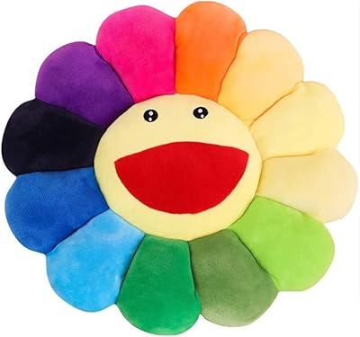 Juzujing plush pillow with smiling rainbow face, sweet and comfortable velvet pillow for house decoration, bedroom, reading (rainbow color).. DIAYTAR NIGERIA combines the largest product selection with affordable prices and reliable delivery.