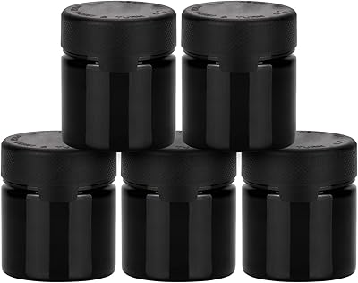 2oz/60cc/60ml PET Aviator plastic container for dry products, powders or medicines, with children's resistant lids - 5 packet, opaque black container/black cover, 1oz/30 cc/30ml.. Your digital shopping companion, DIAYTAR NIGERIA offers exceptional value with delivery in less than 8 days.
