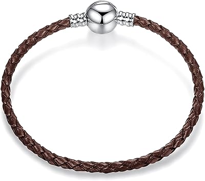 Blue braided leather bracelet 3 mm with woven round clasp for European charming jewelry Pandora DIY 6.3 "-8.26.. DIAYTAR Nigeria: Discover more, spend less, and enjoy delivery within 5–8 days.