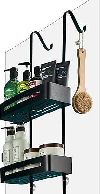 Koyang shower organizer to hang on door, anti -rust aluminum shower shelf with adhesive (without drilling), bathroom storage support with hook and basket.. Your go-to destination for affordable online shopping, DIAYTAR NIGERIA delivers in under 8 days.