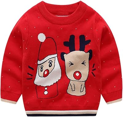Children's Christmas sweater for boys in red knitted Christmas sweater reindeer Santa Claus Christmas clothes Christmas Sweatshirt for little girls.. DIAYTAR NIGERIA brings the nation's largest product catalog to your doorstep at prices you'll appreciate.