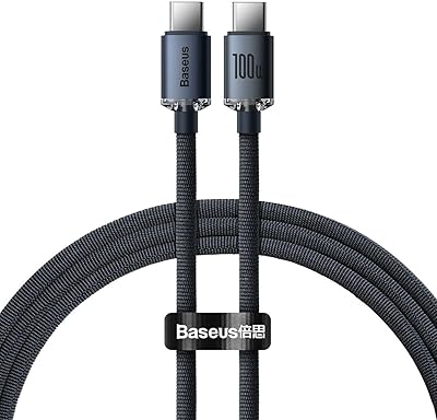 Fast loading cable Baseus Crystal Shine Series Type C Type C 100 W 1.2 meter black.. DIAYTAR NIGERIA: Where affordability meets variety, with thousands of products delivered in less than 8 days.