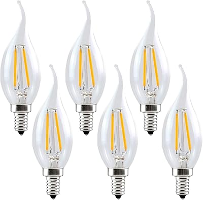 LED Candelabrian bulb E12 with variable intensity 25W 250 Lumens C35, flame -shaped chandelier base, 360 degree beam angle, pack of 6 2.00 W 110.00 V (color: warm white).. Discover the perfect shopping balance at DIAYTAR NIGERIA with competitive prices and prompt delivery.