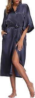 Long satin kimono bathrobe for women, silk bathrobe for bride and bridesmaids, night shirt with pockets.. Nigeria's favorite online shopping platform, DIAYTAR offers unbeatable prices and delivery within a week.
