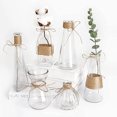 Mini jafest glass vases, 5 pieces of wedding decorations, small classic glass vases with rope patterns and different unique shapes, suitable for the flower table and interior decoration.. Your complete e-commerce destination, DIAYTAR NIGERIA combines variety with budget-friendly nationwide shipping.