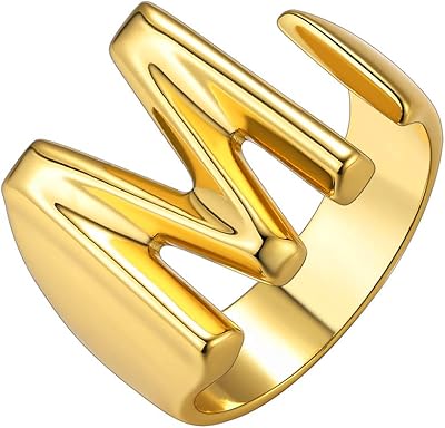 Chic gold jewelry, Large personalized gold ring, adjustable open ring for women, stamp ring for women | 18 -carat gold open alphabet rings | Letter A to Z.. E-commerce made for Nigeria — fast delivery and low prices at DIAYTAR.