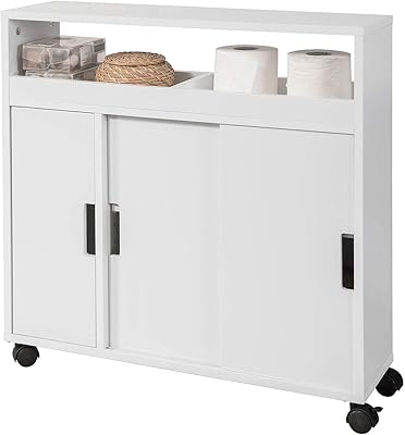 (Stock Water) Sobuy Bzr02-W New version of bathroom toilet paper holder, bathroom storage cabinet, cabinet on casters.. Easy checkout, quick delivery — shop now on DIAYTAR Nigeria.