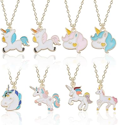 8pcs Unicorn necklaces for girls children cute unicorn pendant, birthday gift jewelry for girls and girls, zinc, without precious stones.. DIAYTAR NIGERIA: Where shopping meets satisfaction with affordable prices and delivery within 8 days.