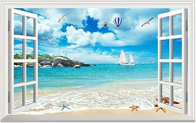Removable creative Beautiful false 3D false window wall sticker 3d wall sticker lounge room - 57 x 90 cm (rolled by a sponge stick).. DIAYTAR NIGERIA makes quality accessible with low prices and reliable 5-8 day nationwide delivery.