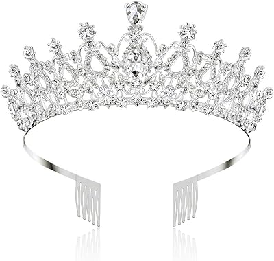 Golden queen tiara for women with transparent rhinestones for Halloween celebration, birthday, ball, Halloween, wedding - gold, stockings, crystal rhinestones.. Join thousands of satisfied shoppers on DIAYTAR Nigeria.