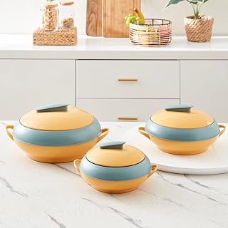 Home box Cosmic deluxe pan, set of 3 pieces, yellow/blue.. DIAYTAR NIGERIA transforms online shopping with competitive prices and dependable nationwide delivery.