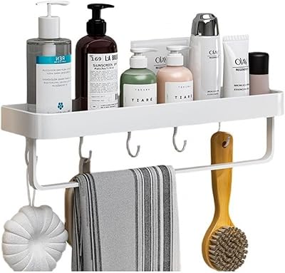 Floating shelves of 15.7 inch, team bathroom shelf with towel rack, wall storage holder for bathroom, bedroom and kitchen (white).. Order today, receive in days — DIAYTAR Nigeria makes it possible.
