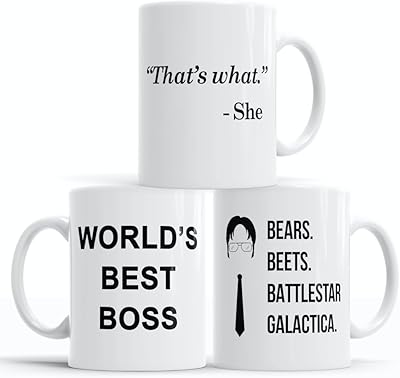Funny coffee cup The Office | Set of goods 3.. Experience shopping satisfaction with DIAYTAR NIGERIA's vast selection and nationwide delivery service.