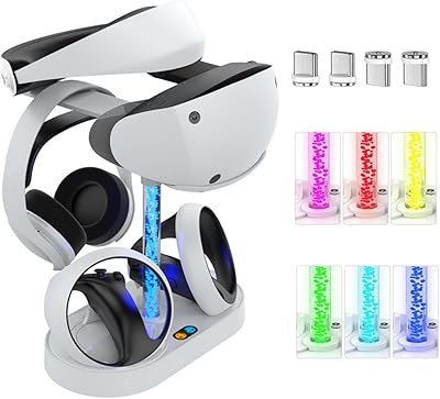 Skido magnetic loading base compatible with the Sony PlayStation VR2 controller with RGB lighting loading base and display support for PlayStation VR 2 helmet.. Shop anytime, receive on time — only with DIAYTAR Nigeria.