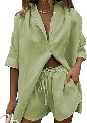 Set of two -piece clothes for women, shirts and short -sleeved shorts, buttoned shirts, summer clothing set.. From daily deals to exclusive products — DIAYTAR Nigeria has you covered.