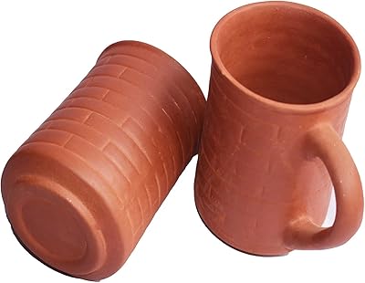 Brown clay tea and coffee cup (lot of 2).. DIAYTAR NIGERIA connects you with thousands of products at competitive prices, delivered within a week.