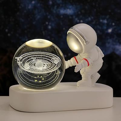 3D 3D Crystal Ball Boule with LED Design Astronaut base.. Shop easy, pay less, get it fast — with DIAYTAR Nigeria.