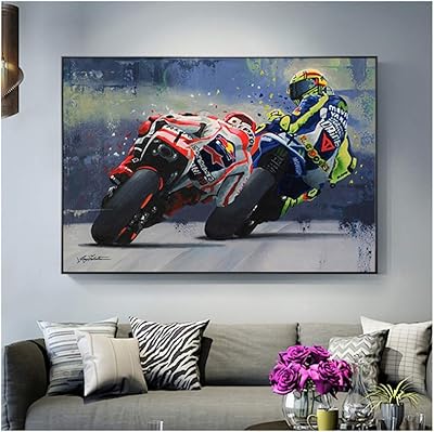 Motorcycle poster Valentino Rossi Printing On Canvas Watering Decoration For Salon Decoration - 24 x 36 inches without framework.. Experience shopping without compromise at DIAYTAR NIGERIA, with vast selection and quick delivery.