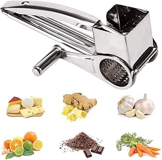 Rotating cheese grater, extra sharp stainless steel Delfino grapes, extra sharp professional vegetable slicer for parmesan, garlic, nuts, ginger, carrots (silver).. DIAYTAR NIGERIA: Bringing affordable shopping solutions with a diverse product catalog delivered nationwide.