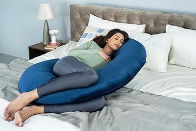 Wakefit maternity pillow in the shape of C (navy blue) - Luxury maternity pillow in washable velvet with back support, hips, legs and belly for pregnant women.. Your ideal shopping companion, DIAYTAR NIGERIA offers unmatched variety with delivery within a week.