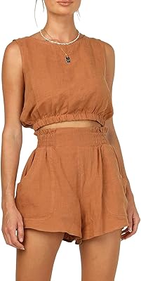 Set of summer clothes Two rooms for women, containing short -sleeved sleeve shorts and high -waisted shorts with pockets.. You shop, we deliver — quick and easy with DIAYTAR Nigeria.