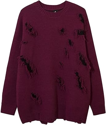 Yogaye sweater for men, torn sweater from creator for men, winter clothes for men, long -sleeved shirts (color: burgundy, size: l).. Shop with confidence at DIAYTAR NIGERIA, enjoying competitive prices and delivery within 8 days.