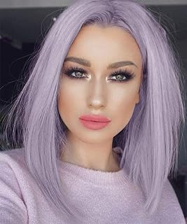 Short and smooth bright purple bob wig, heat -resistant synthetic hair, central part, daily outfit, party, cosplay, for women (light purple).. Affordable online shopping is just a click away with DIAYTAR Nigeria.