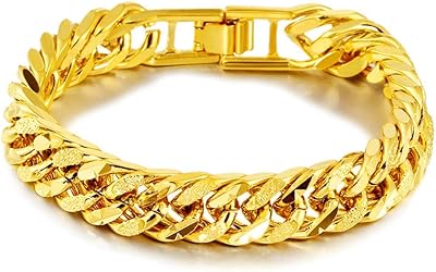 Thick stainless steel chain bracelet for men, classic 24 -carat copper -plated gold bracelet of 1.2 cm, men bracelet, bracelet, gift jewelry.. Need it fast? DIAYTAR Nigeria ships in just 5 to 8 days nationwide.