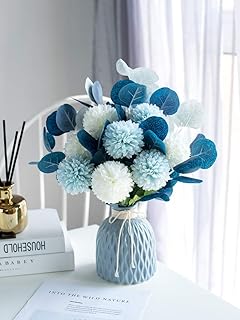 Bouquets of artificial flowers in plastic and silk for table decoration, house, office, wedding festival, garden (blue).. DIAYTAR NIGERIA revolutionizes e-commerce with our affordable prices and dependable delivery timeframes.