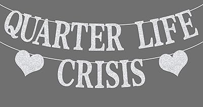 Quarty life crisis banner, fun birthday banner, 25th/30th anniversary birthday party decoration supplies, Birthday Field Fund, Silver Sequins.. DIAYTAR NIGERIA: Where every click leads to affordable purchases delivered promptly to your door.