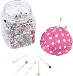 Wallfront 500 pieces of pilot pins in pearls packed in pink fabric covered with a bottle of cushion, wedding decoration tools, craftsmanship.. Experience the DIAYTAR difference with our vast product selection and delivery within 5-8 days.