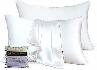 Paradise Glems pillowcase 100 % pure mulberry silk 19 moomme towards, striped cotton pillowcase, hidden zipper, good for skin and hair, anti-aging, 1 pillowcase (white, silk + cotton).. DIAYTAR NIGERIA brings affordable shopping to every Nigerian home with delivery in just 5-8 days.